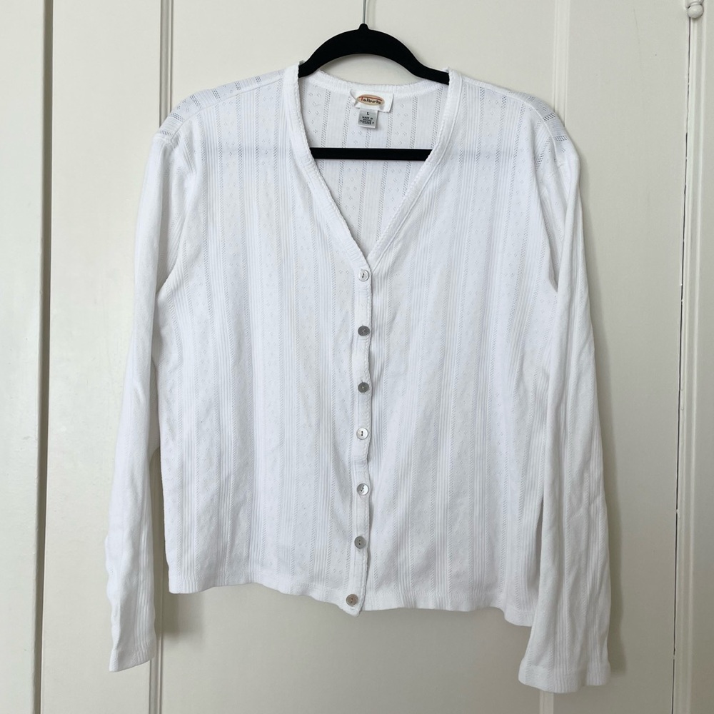 100% cotton pointelle cardigan